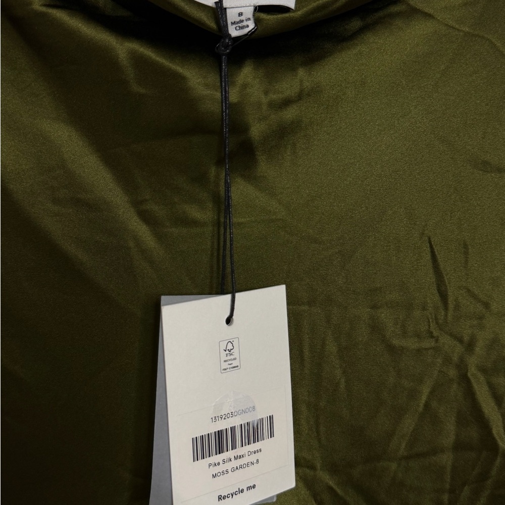 Reformation Pike Silk Maxi Dress Moss Garden Green - Picture 7 of 9